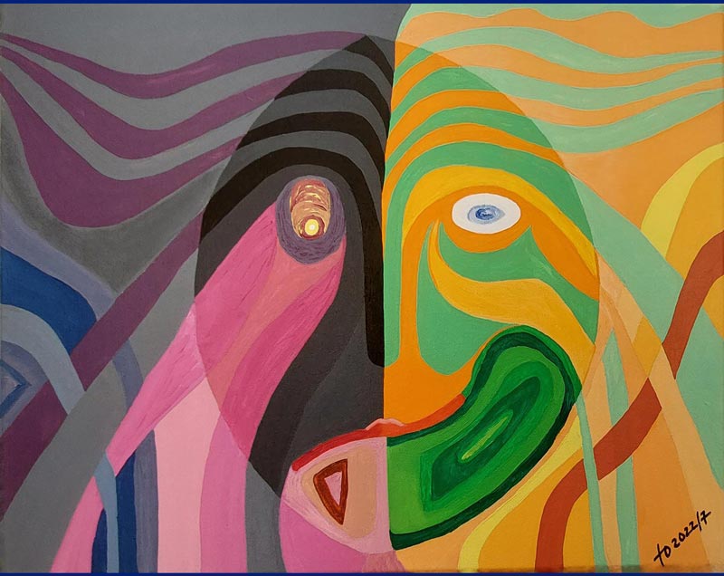 Gespaltene-Persönlichkeit,-split-personality 
Acryl (40-×-50-cm) TO2022/7