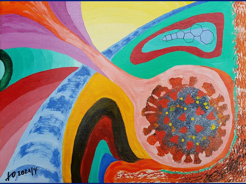 Die Corona Keule schlägt zu Acryl (30 x 40) cm, TO2021/4
