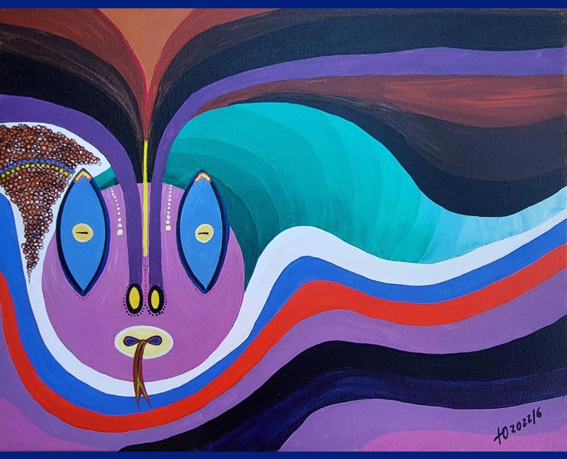 Die Schlange schlägt zu; the snake beats Acryl (40 × 50 cm) TO2022/6
